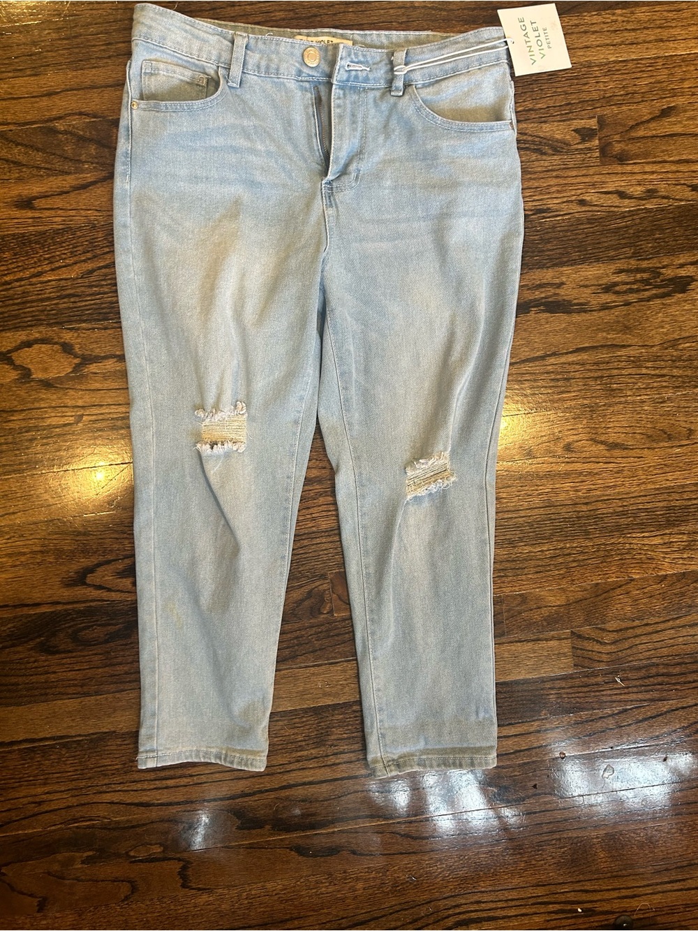 Light Wash Distressed Mom Women’s PETITE Jeans - Vintage Violet NWT/ Size 12